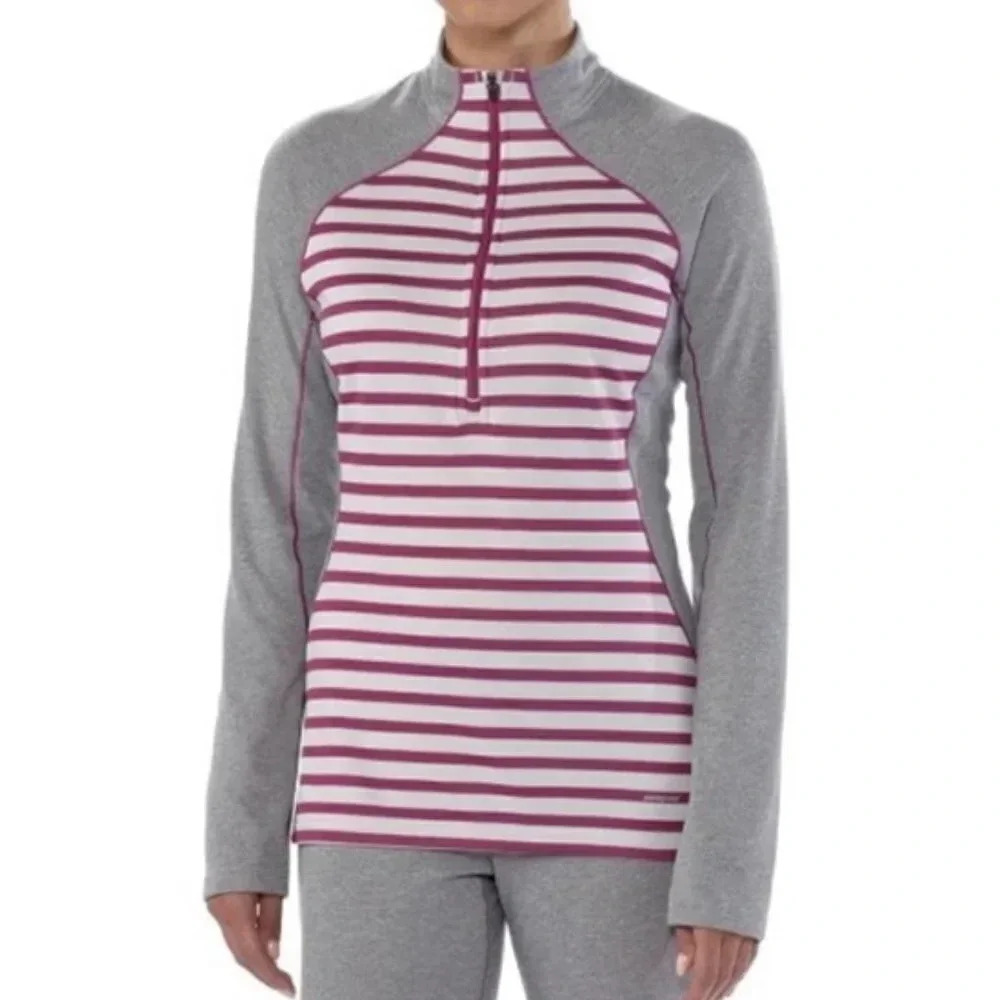 Patagonia Capilene 3 Mid-weight Pullover  In Red Blue Stripe